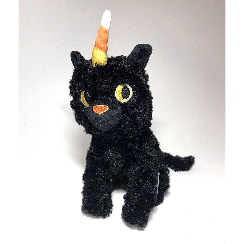 Hallmark CATICORN Halloween Plush Stuffed Animal Candy Corn Black Cat 10"